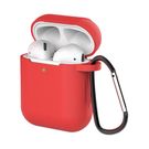 Case for AirPods 2 / AirPods 1 silicone soft case for headphones + keychain carabiner pendant red (case D), Hurtel