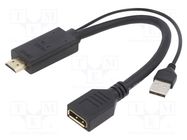 Adapter; DisplayPort socket,HDMI plug,USB A plug; 0.1m GEMBIRD