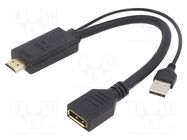 Adapter; DisplayPort socket,HDMI plug,USB A plug; 0.1m 