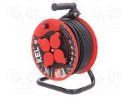 Extension lead; 3x2.5mm2; reel; Sockets: 4; rubber; black; 25m; 16A KEL