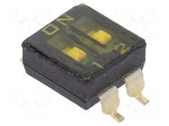 Switch: DIP-SWITCH; OFF-ON; 0.025A/24VDC; Pos: 2; SMD; -40÷85°C KNITTER-SWITCH