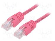 Patch cord; U/UTP; 5e; stranded; CCA; PVC; pink; 0.5m; 26AWG GEMBIRD