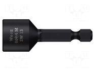 Screwdriver bit; 6-angles socket; 1/4"; HEX 13mm; magnetic WERA