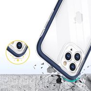 Clear 3in1 case for iPhone 11 Pro blue frame gel cover, Hurtel