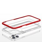 Clear 3in1 case for iPhone 12 Pro frame gel cover red, Hurtel