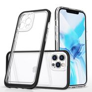 Clear 3in1 case for iPhone 12 Pro Max case gel cover with frame black, Hurtel