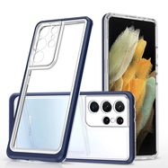 Clear 3in1 Case for Samsung Galaxy S21 Ultra 5G Frame Gel Cover Blue, Hurtel