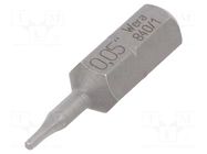 Screwdriver bit; Hex Plus key; HEX 0.05"; Overall len: 25mm WERA