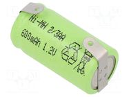 Re-battery: Ni-MH; 2/3AA; 1.2V; 600mAh; soldering lugs JJJ