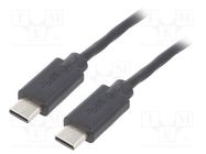 Cable; USB 2.0; USB C plug,both sides; 0.5m; black QOLTEC