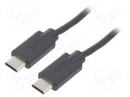 Cable; USB 2.0; USB C plug,both sides; 2.5m; black QOLTEC