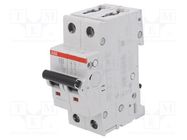 Circuit breaker; 230/400VAC; Inom: 63A; Poles: 2; Charact: C; 6kA ABB