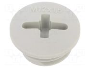 Stopper; M12; 1.5; IP56; polyamide; light grey; Thread: metric; 6mm BM GROUP