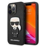 Karl Lagerfeld KLHCP13LOKPK iPhone 13 Pro / 13 6,1" czarny/black hardcase Saffiano Ikonik Karl`s Patch, Karl Lagerfeld