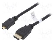 Cable; HDMI 2.0; HDMI plug,micro HDMI plug; PVC; Len: 2m; black 