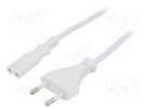 Cable; 2x0.75mm2; CEE 7/16 (C) plug,IEC C7 female; PVC; 3m; white ESPE