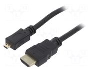 Cable; HDMI plug,micro HDMI plug; PVC; Len: 5m; black; HDMI 2.0 Goobay