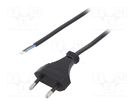 Cable; 2x0.5mm2; CEE 7/16 (C) plug,wires; PVC; 3m; black; 2.5A ESPE