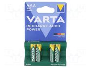 Re-battery: Ni-MH; AAA,R3; 1.2V; 800mAh; LONGLIFE; blister; 4pcs. VARTA