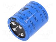 Capacitor: electrolytic; SNAP-IN; 2.2mF; 100VDC; Ø35x40mm; ±20% VISHAY