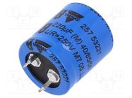 Capacitor: electrolytic; SNAP-IN; 220uF; 250VDC; Ø22x25mm; ±20% VISHAY