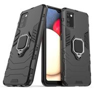 Ring Armor tough hybrid case cover + magnetic holder for Samsung Galaxy A03s (166.5) black, Hurtel