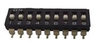 DIP SW, SPST, 9POS, 0.025A, 24VDC, SMD