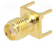 Socket; SMA; female; straight; 50Ω; THT; on PCBs; PTFE; gold-plated MUELLER ELECTRIC