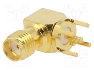 Socket; SMA; female; angled; 50Ω; THT; on PCBs; PTFE; gold-plated MUELLER ELECTRIC