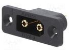 Socket; DC supply; XT90; male; PIN: 2; soldering; black; 30A; UL94V-0 AMASS