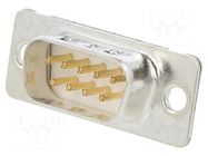 D-Sub; PIN: 9; socket; male; for panel mounting; straight; 5A AMPHENOL COMMUNICATIONS SOLUTIONS