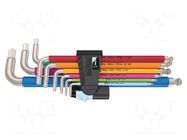 Wrench-set; inch,Hex Plus key,spherical; stainless steel; 9pcs. WERA