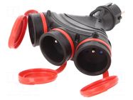 Power splitter; Sockets: 3; 16A; Connector colour: black,red KEL