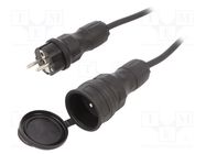 Extension lead; 3x1.5mm2; Sockets: 1; rubber; black; 10m; 16A KEL