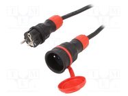 Extension lead; 3x2.5mm2; Sockets: 1; rubber; black; 15m; 16A KEL