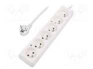 Extension lead; 3x1.5mm2; Schuko; Sockets: 6; white; 10m; 16A PLASTROL