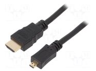 Cable; HDMI plug,micro HDMI plug; PVC; Len: 3m; black; HDMI 2.0 Goobay