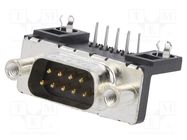 D-Sub; PIN: 9; socket; male; for panel mounting; angled 90°; 5A Amphenol Communications Solutions