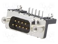 D-Sub; PIN: 9; socket; male; for panel mounting; angled 90°; 5A Amphenol Communications Solutions
