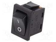 ROCKER; SPST; Pos: 2; ON-OFF; 6A/250VAC; black; none; CW; Body: black NKK SWITCHES