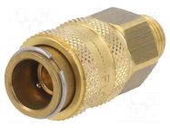 Quick connection coupling; straight; max.35bar; brass; D: 17mm PNEUMAT