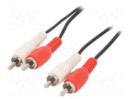 Cable; RCA plug x2,both sides; 1.8m; black GEMBIRD