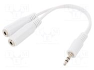 Cable; Jack 3.5mm 3pin plug,Jack 3.5mm socket x2; 0.1m; white GEMBIRD