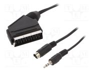 Cable; DIN mini 4pin plug,Jack 3.5mm 3pin plug,SCART plug; 10m 