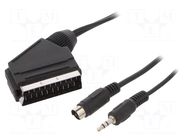 Cable; DIN mini 4pin plug,Jack 3.5mm 3pin plug,SCART plug; 15m GEMBIRD