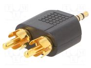 Adapter; Jack 3.5mm 3pin plug,RCA plug x2; black GEMBIRD