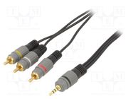 Cable; Jack 3,5mm 4pin plug,RCA plug x3; 1.5m; black GEMBIRD