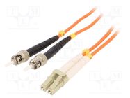 Fiber patch cord; OM2; LC/UPC,ST/UPC; 10m; Connector colour: grey GEMBIRD