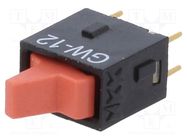ROCKER; SPDT; Pos: 2; ON-ON; 0.1A/28VAC; 0.1A/28VDC; red; none; GW NKK SWITCHES