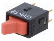 ROCKER; SPDT; Pos: 2; ON-ON; 0.1A/28VAC; 0.1A/28VDC; red; none; THT NKK SWITCHES